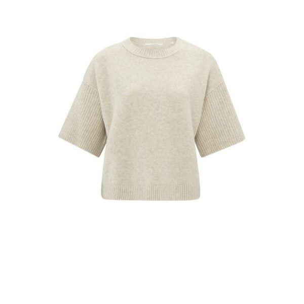 Yaya Sweater with ribbed sleeves light beige