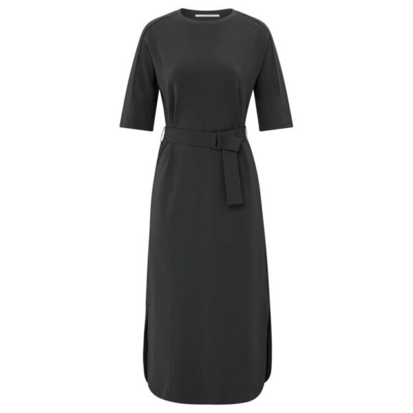 Yaya Jersey dress with belt PHANTOM