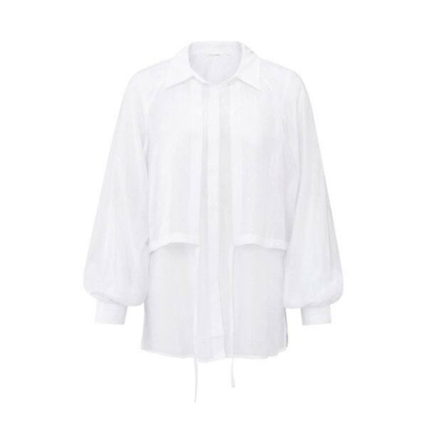 Yaya Shiny double-layered blouse PURE WHITE