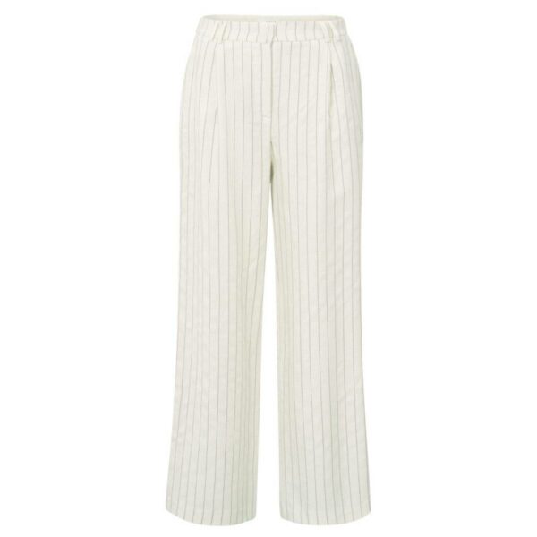 Yaya Striped linen-blend trousers sand