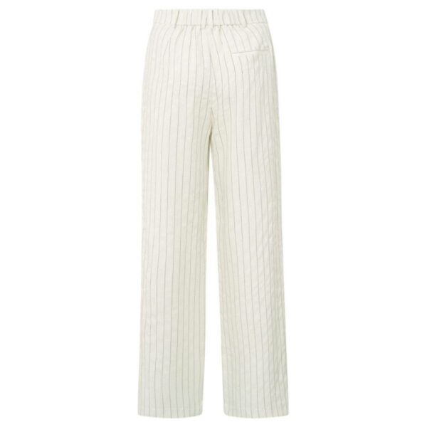 Yaya Striped linen-blend trousers sand