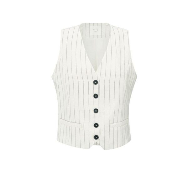 Yaya Pinstripe gilet sand