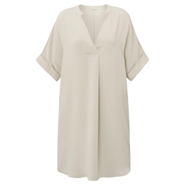Yaya Dress with folded sleeves beige