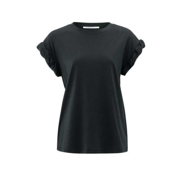 Yaya T-shirt with rolled-up sleeves zwart