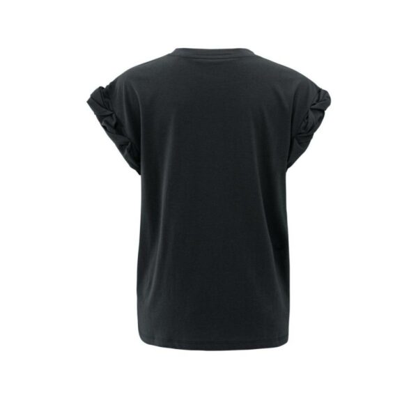 Yaya T-shirt with rolled-up sleeves zwart