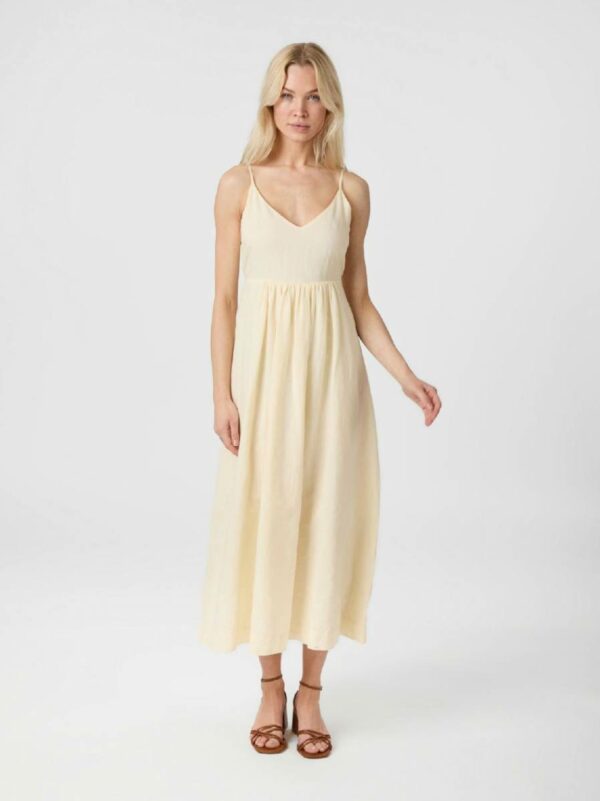 Neo Noir Savani long linen dress light yellow