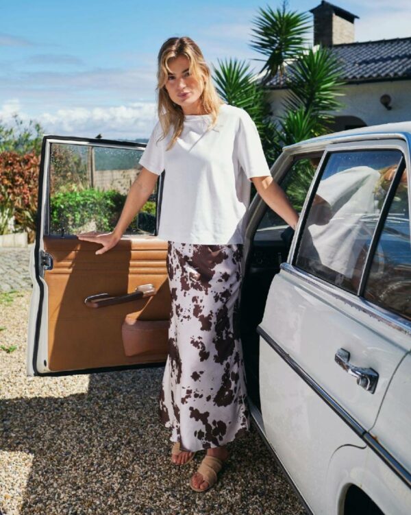 Neo Noir Viso cow print skirt