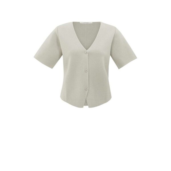 Yaya Knitted top with short sleeves MILK BROWN