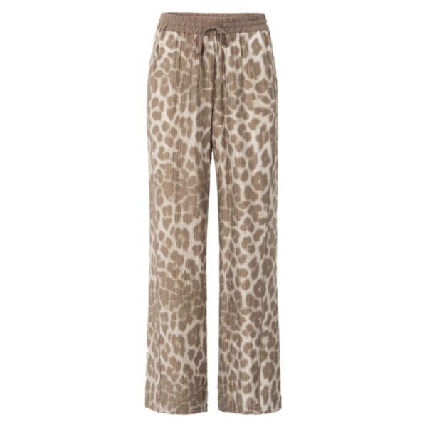 Yaya Leopard print trousers MILK BROWN DESSIN