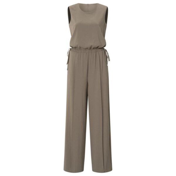 Yaya Sleeveless jumpsuit with cord GREYISH BROWN