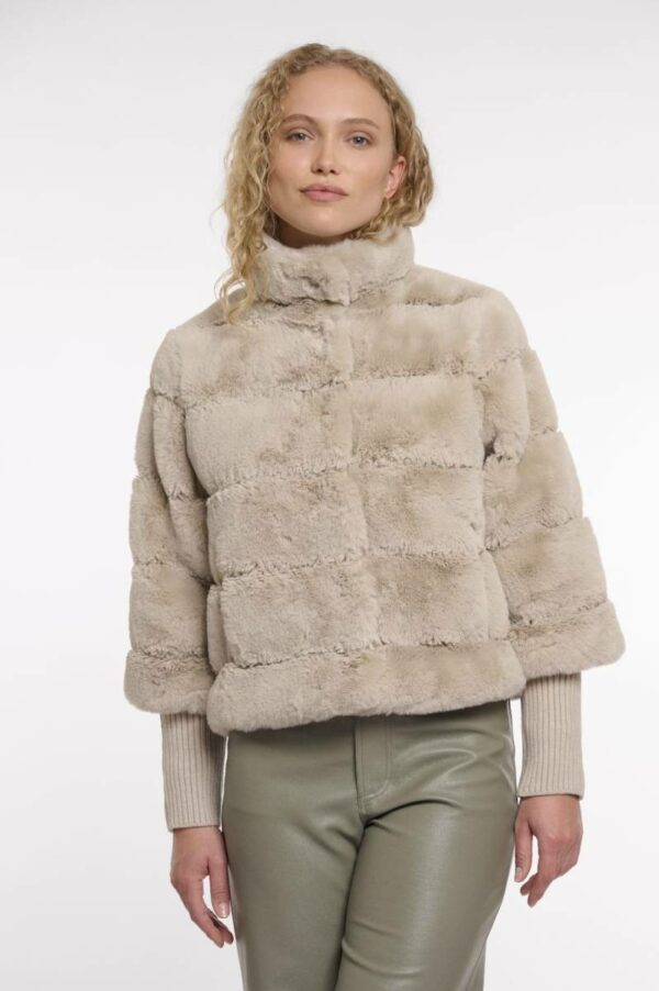 Rino & Pelle Faux fur jacket with knitted sleeves