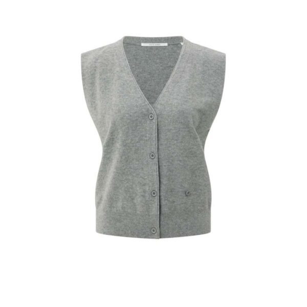Yaya Gebreid gilet met V-hals grijs