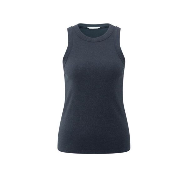 Yaya Rib singlet met lichte glitter donkerblauw