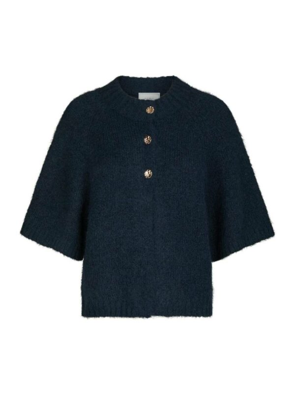 Neo Noir Benuta fluffy knit cardigan donkerblauw