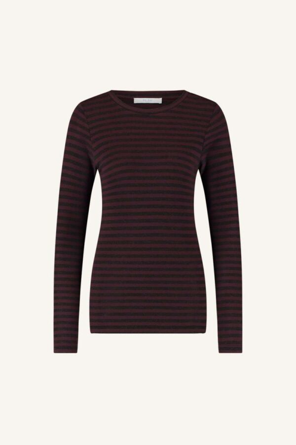 By Bar Basic is melange stripe top burgundy