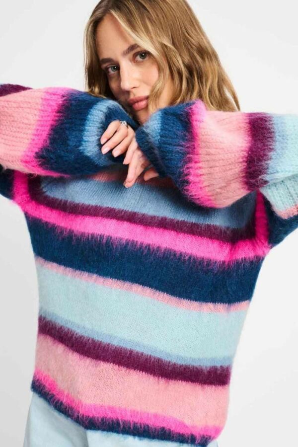 POM Amsterdam pullover Brushed Stripes Blue