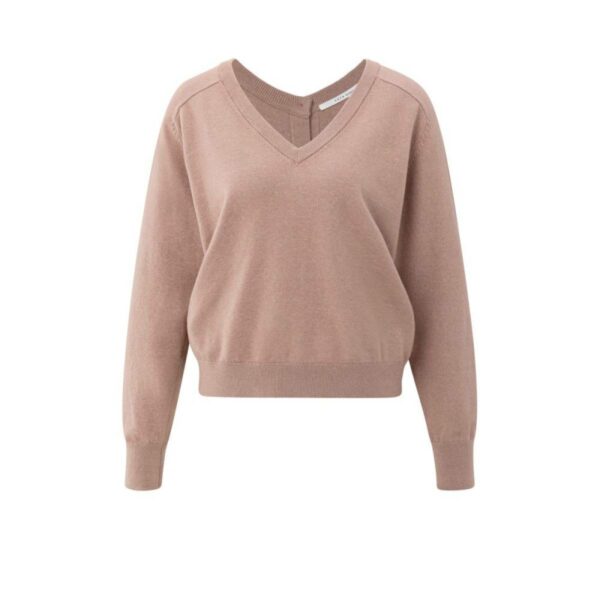 Yaya Double v-neck sweater with but BLUSH PINK