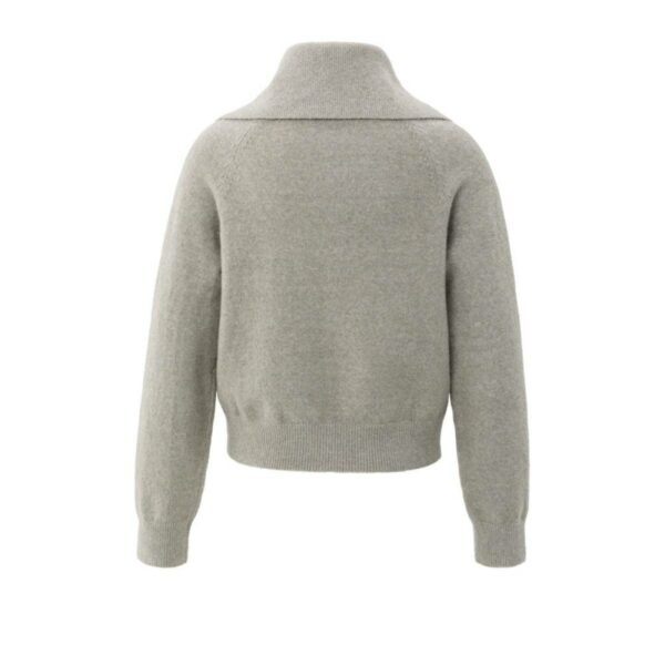 Yaya Cardigan with zipper and wide BROWNISH GREY