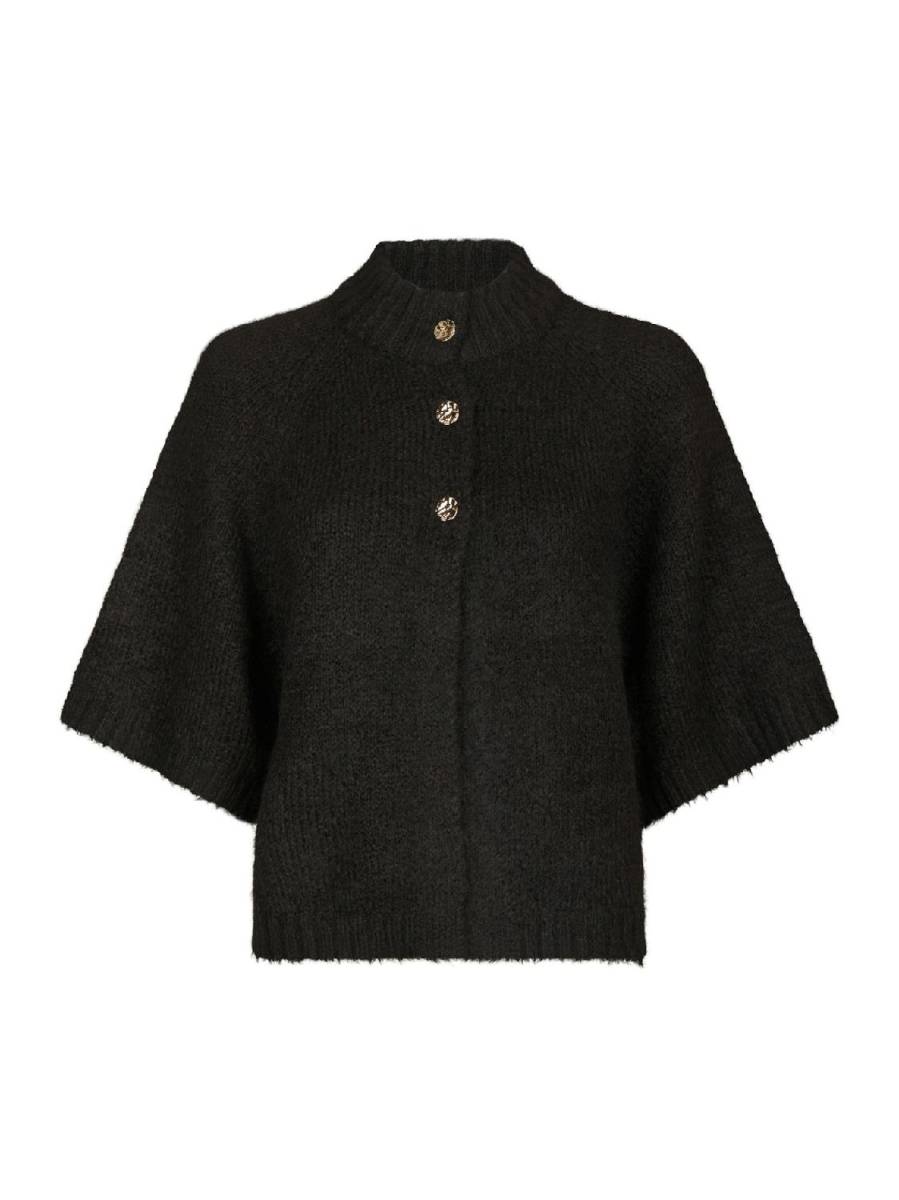 Neo Noir Benuta fluffy knit cardigan donkerbruin