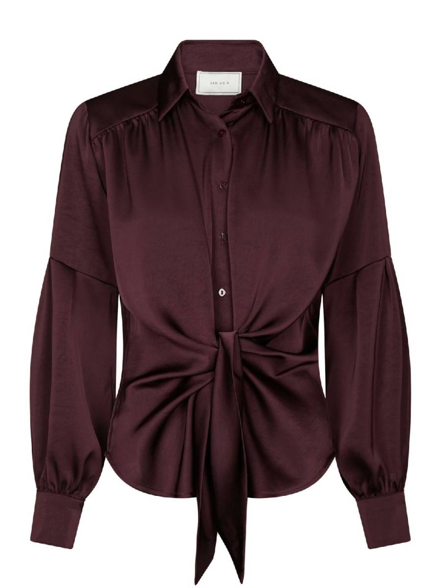 Neo Noir Naja satin shirt burgundy