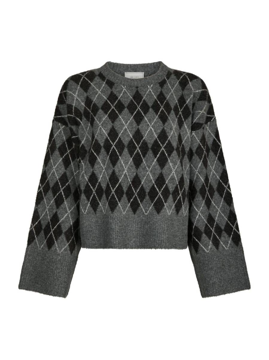 Neo Noir Kick check knit blouse