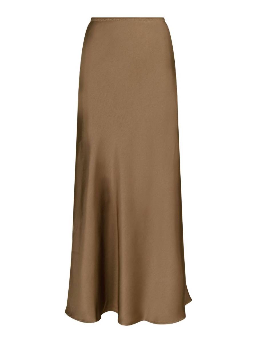 Neo Noir Vicky heavy sateen skirt dark taupe