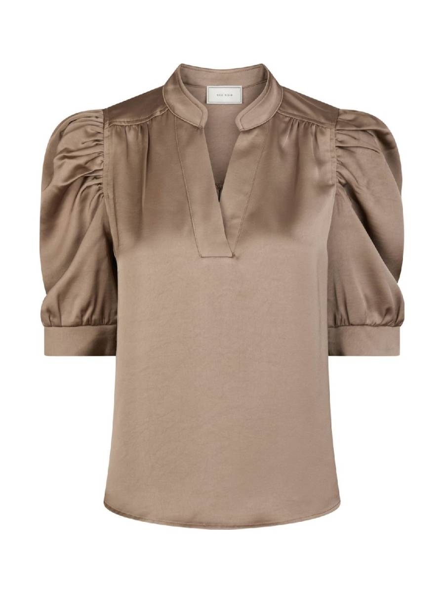 Neo Noir Roella heavy sateen blouse taupe