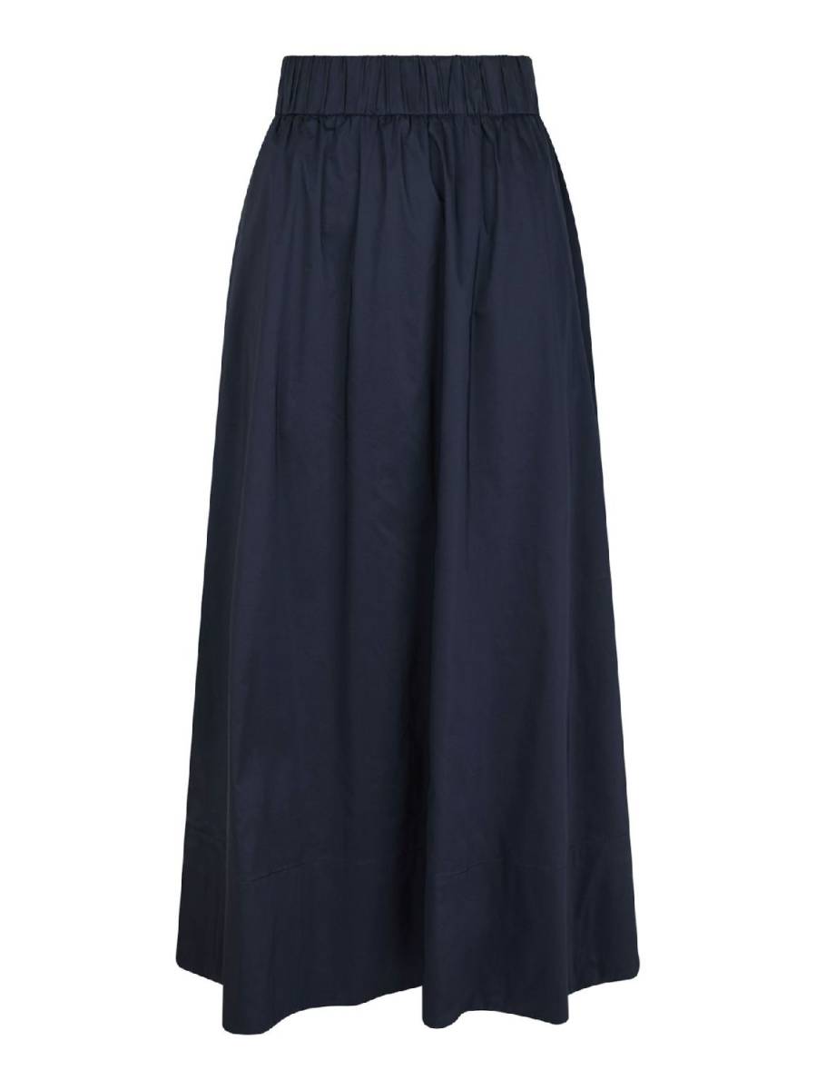 Neo Noir Yara Long Poplin Skirt donkerblauw