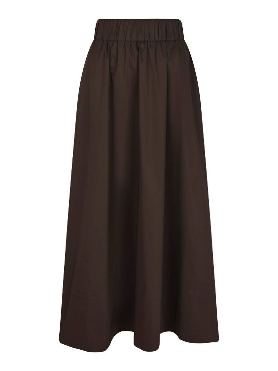 Neo Noir Yara Long Poplin Skirt donkerbruin