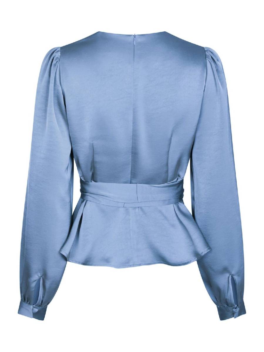 Neo Noir Rista heavy sateen blouse blauw