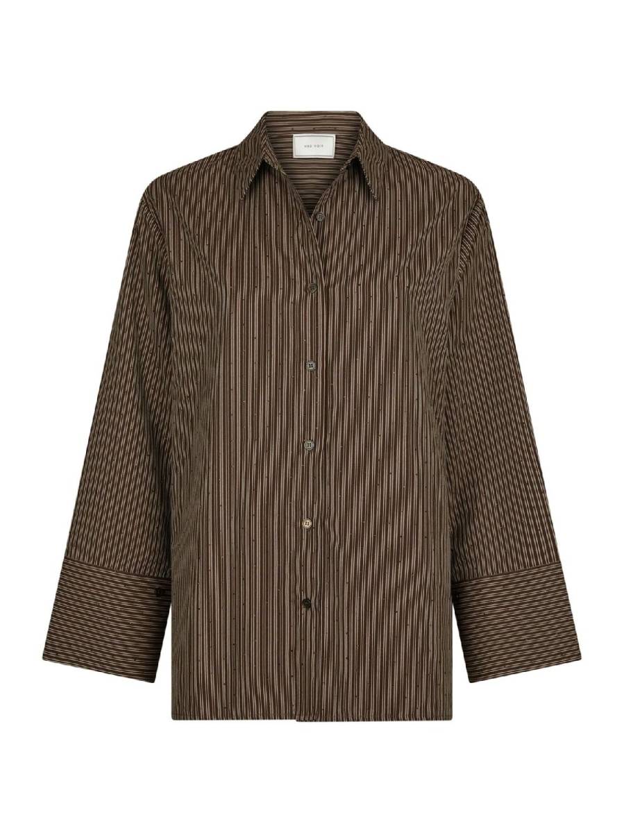 Neo Noir Dita striped line shirt donkerbruin