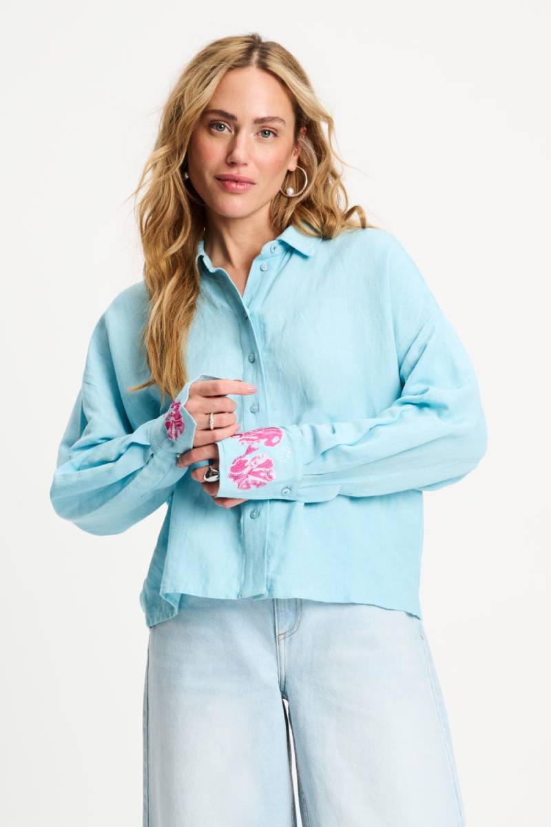 POM Amsterdam BLOUSE - Blue Sequins Urban Flora