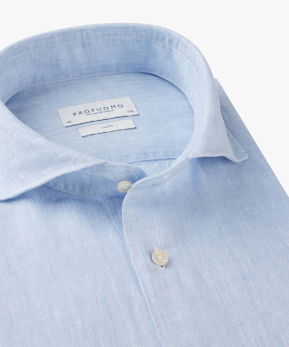 Profuomo Shirt x cutaway sc sf linnen blauw