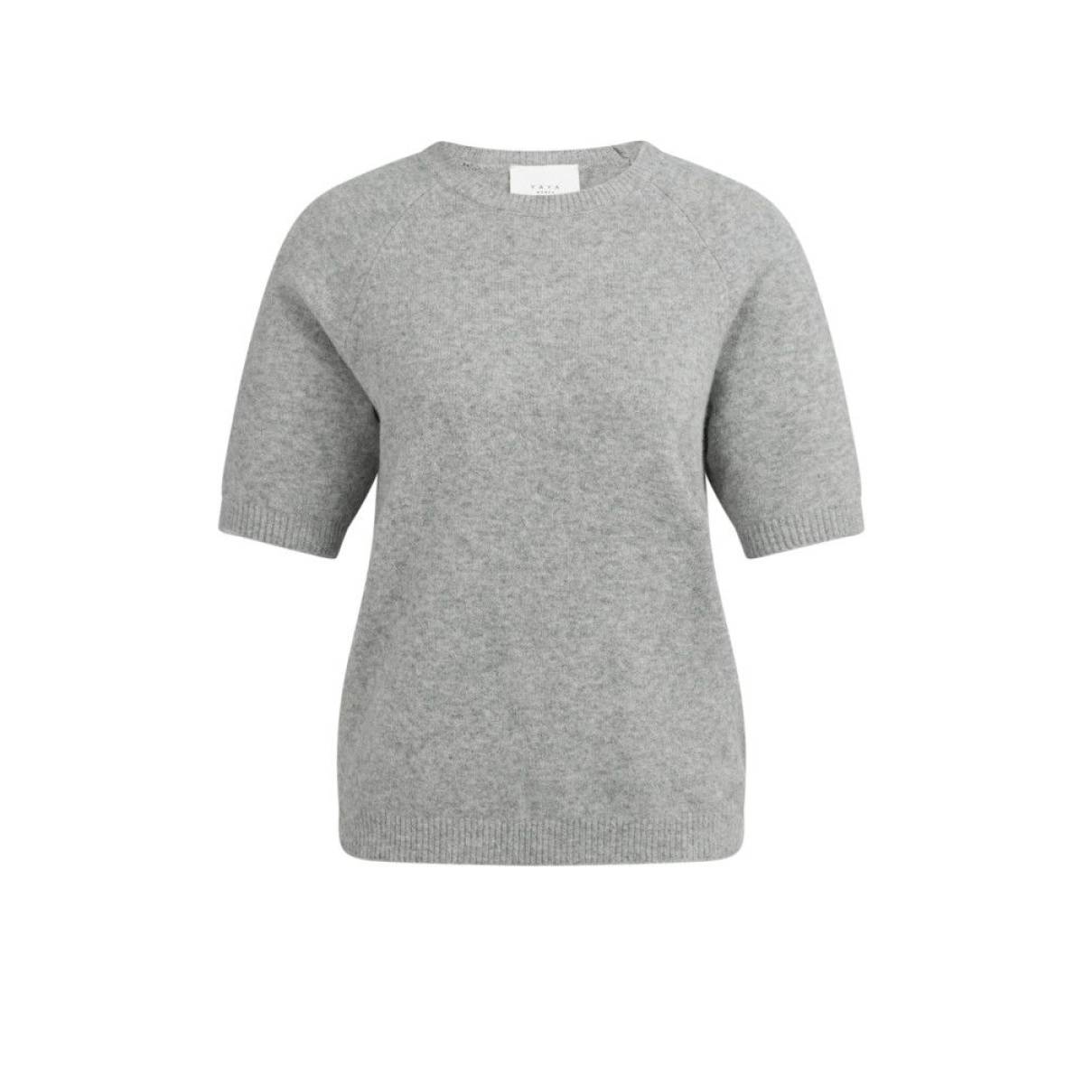 Yaya Zachte trui met korte mouwen grijs