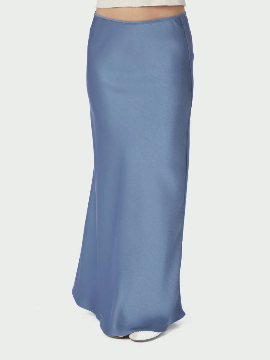 Neo Noir Vicky heavy sateen skirt smoke blue