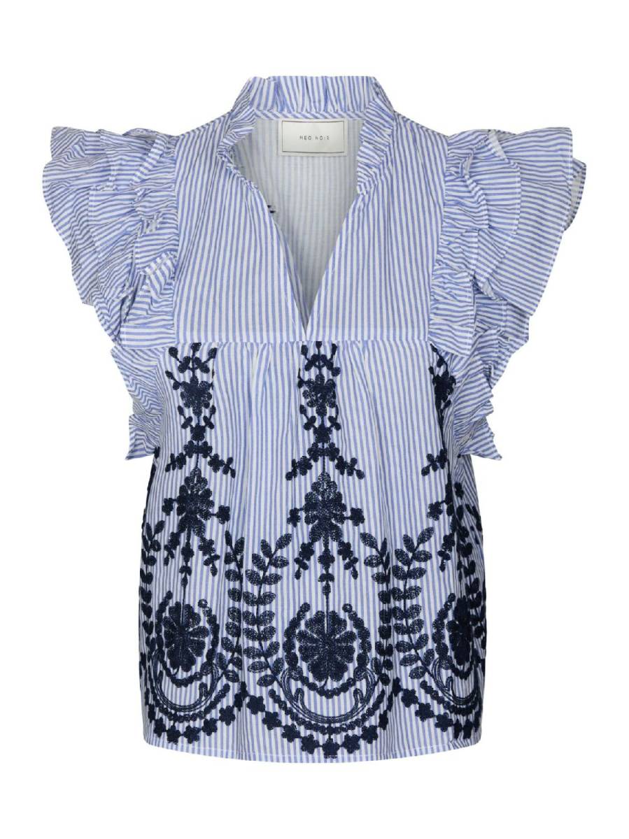 Neo Noir Jayla stripe embroidery top
