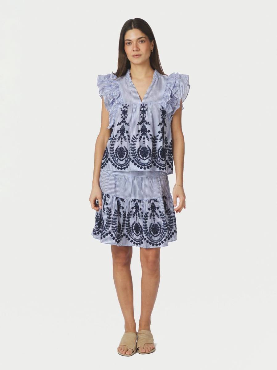Neo Noir Jayla stripe embroidery top