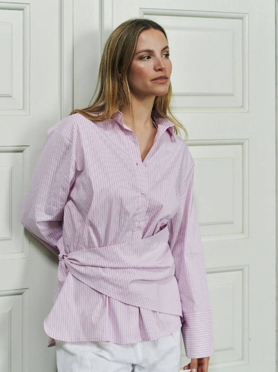 Neo Noir Dita scarf stripe shirt