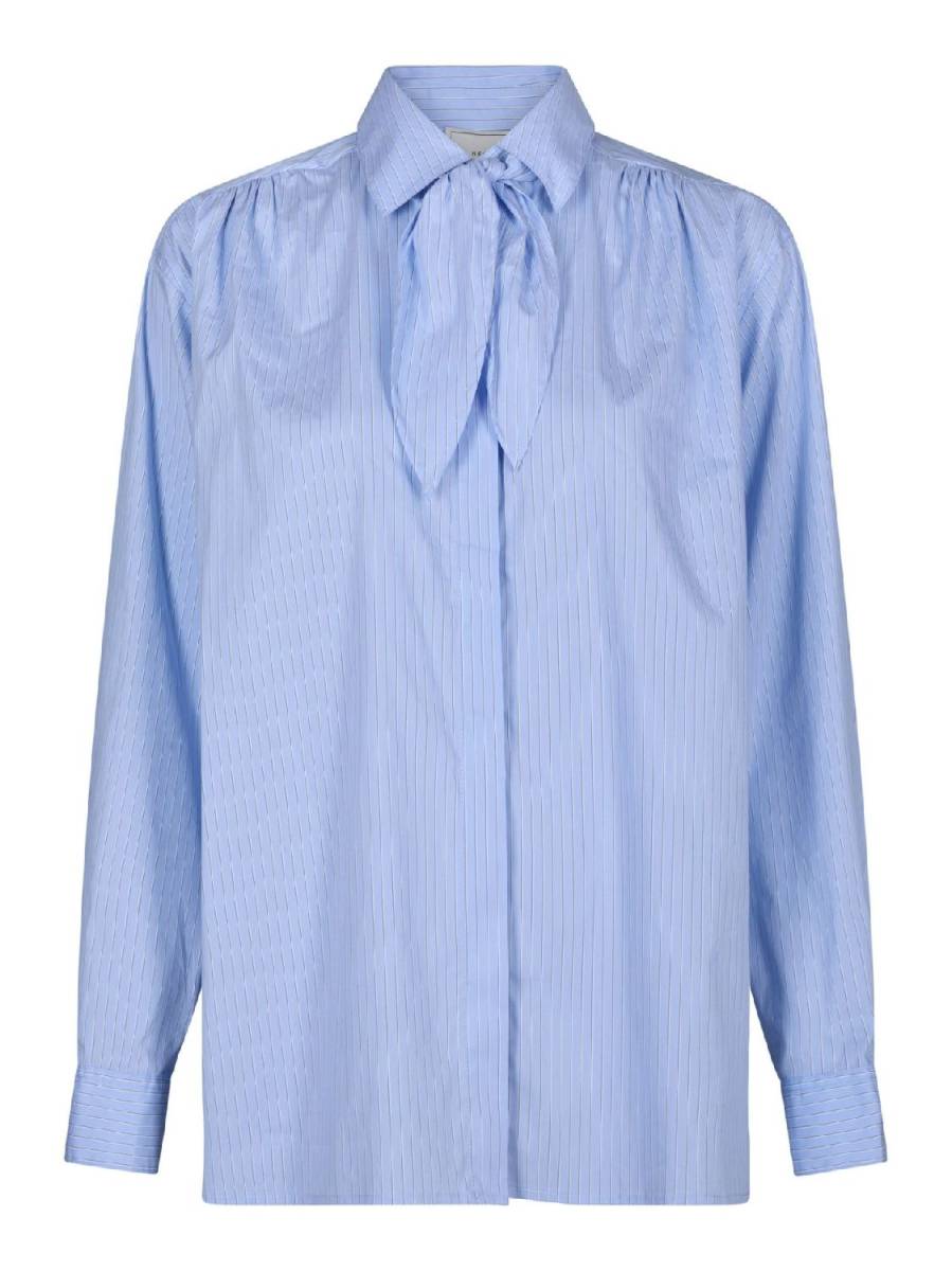 Neo Noir Rochelle scarf fine stripe shirt