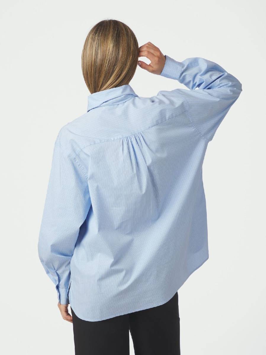 Neo Noir Rochelle scarf fine stripe shirt