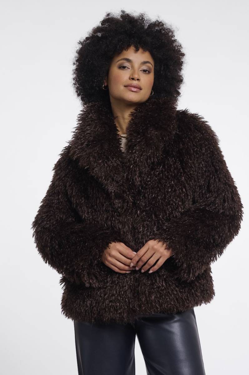 Rino & Pelle Jacket with revers collar donkerbruin