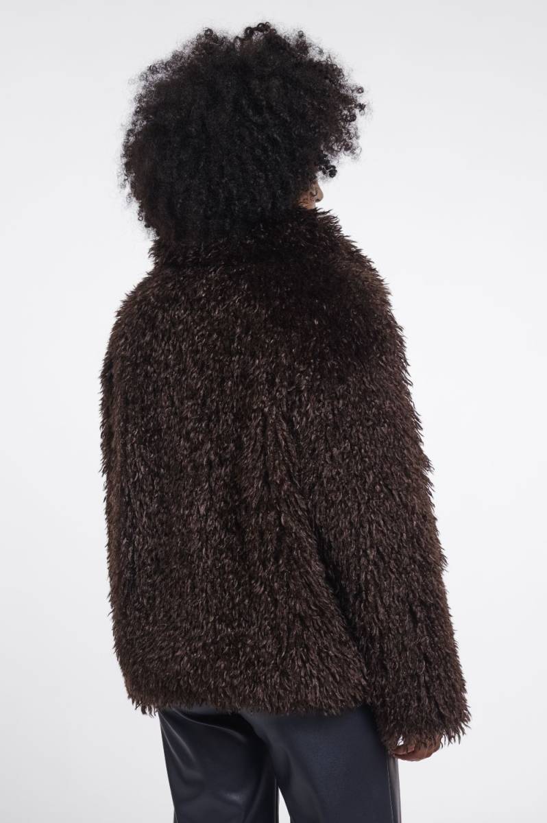 Rino & Pelle Jacket with revers collar donkerbruin