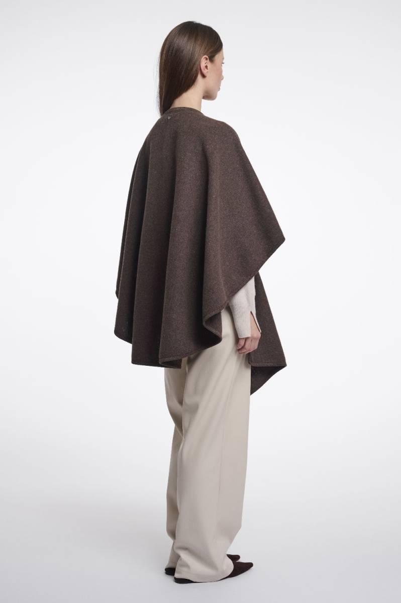 Rino & Pelle Woven cape donkerbruin