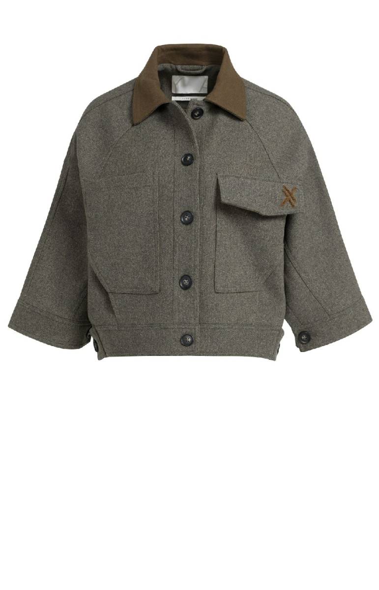 Yaya Oversized wolmix jas met contrast