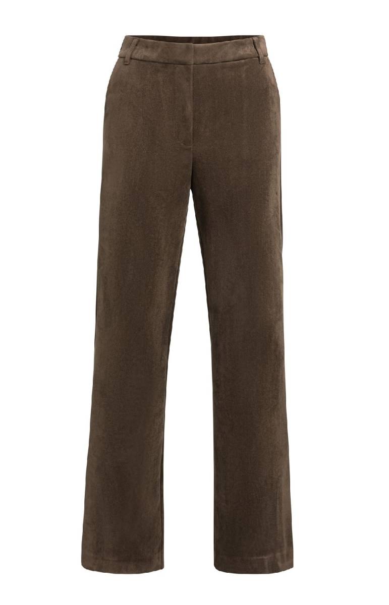 Yaya Suede broek met wijde pijpen