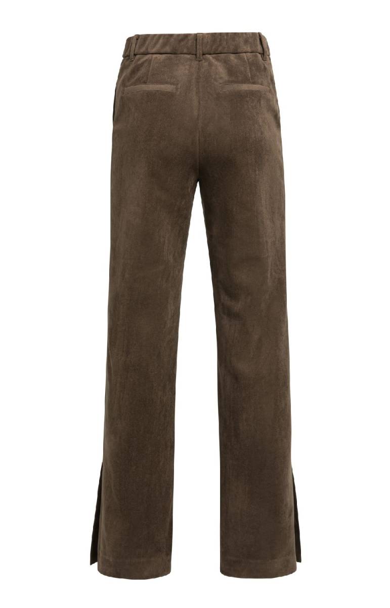 Yaya Suede broek met wijde pijpen