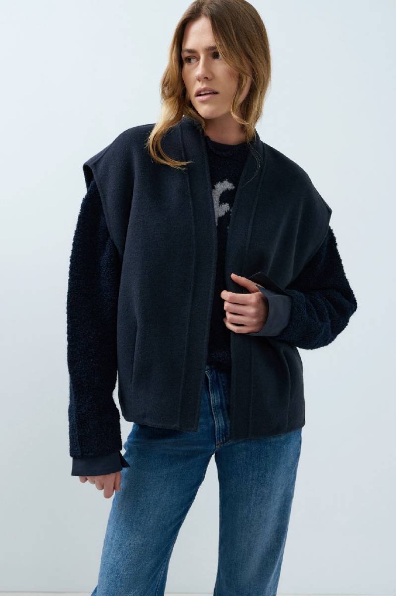 Yaya Oversized wolmix geweven bodywarmer