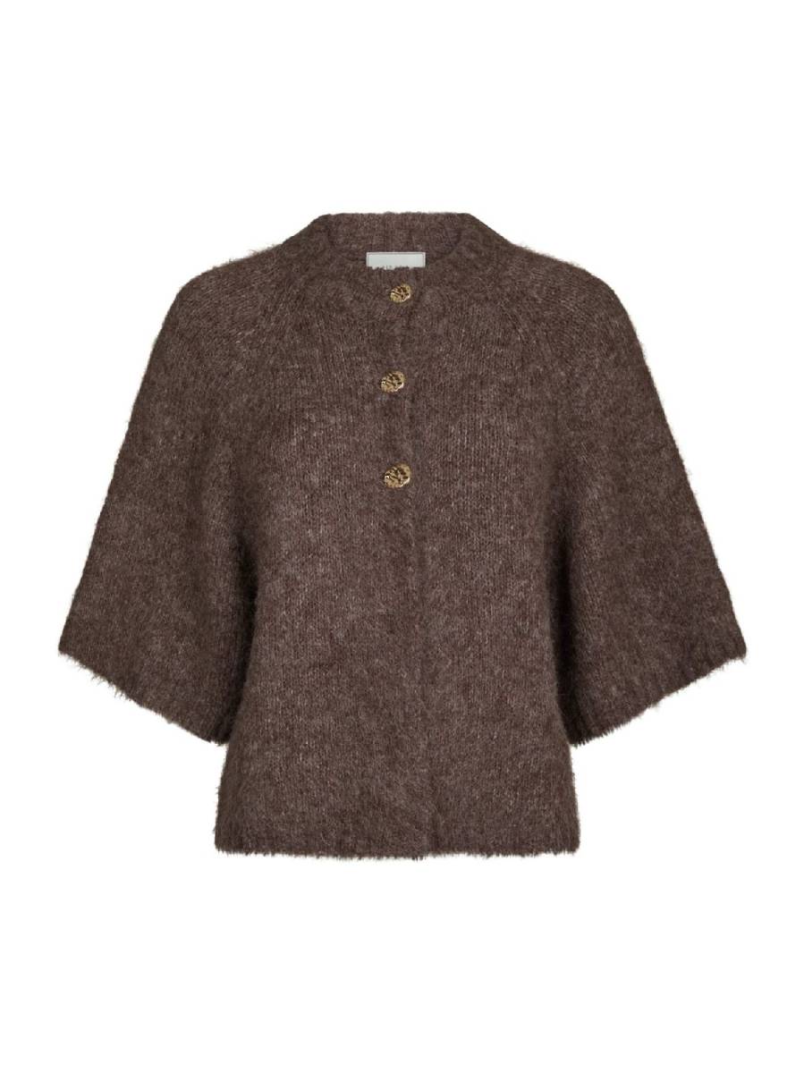 Neo Noir Benuta fluffy knit cardigan lichtbruin